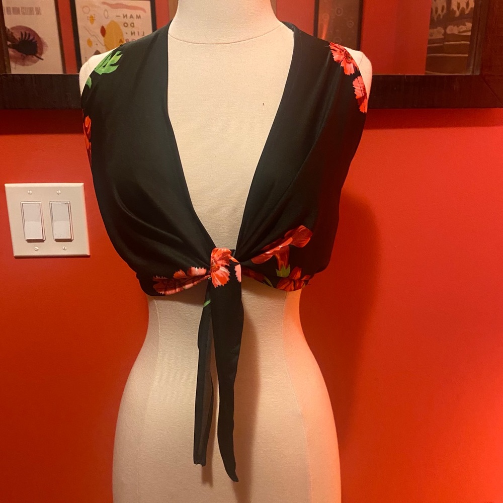 Vintage tie crop top